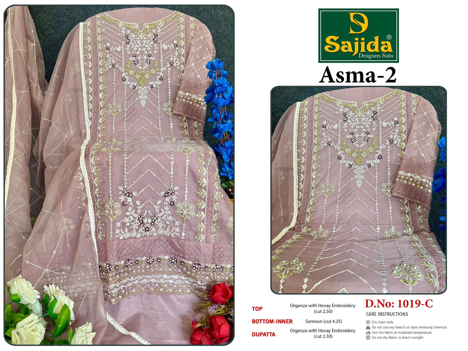 Asma Vol 2 by Sajida Organza Pakistani Salwar Kameez Wholesale In India